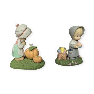 Vintage 1989 Enesco Precious Moments Autumn Figures 2.5" Tall Set of 2